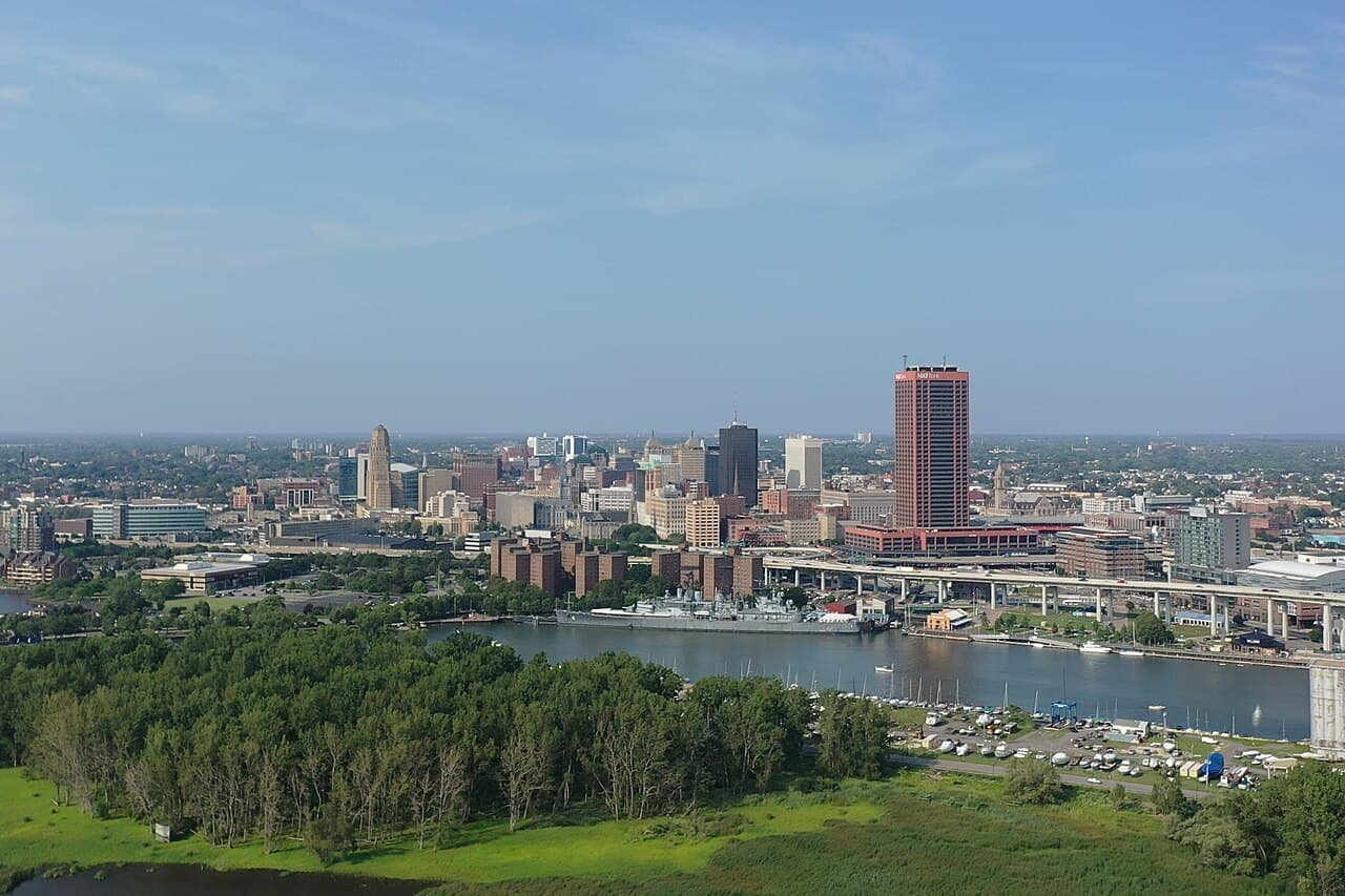 Buffalo, New York skyline and waterfront